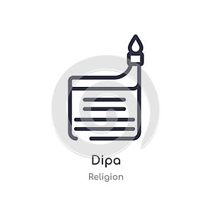 Dipa outline icon. isolated line vector illustration from religion collection. editable thin stroke dipa icon on white background photo