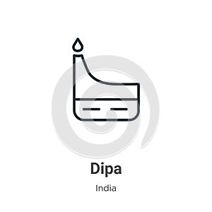 Dipa outline vector icon. Thin line black dipa icon, flat vector simple element illustration from editable india concept isolated photo