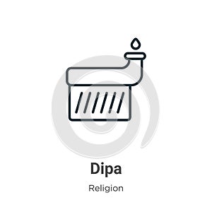 Dipa outline vector icon. Thin line black dipa icon, flat vector simple element illustration from editable religion concept photo