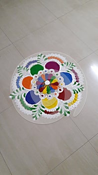 Dipawali Rangoli inside the house room