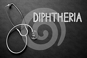Diphtheria - Text on Chalkboard. 3D Illustration. photo