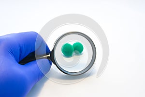 Diplococcus bacteria microbiology test or analysis concept photo like streptococcus, neisseria. Doctor, technician, scientist look photo