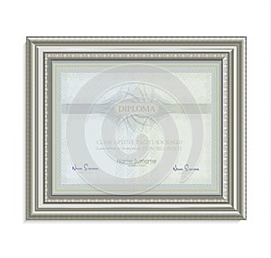 Diploma certificate frame image card paper 3D natural horizontal