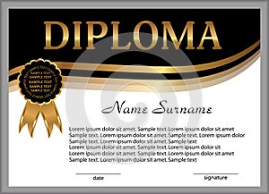 Diploma or certificate. Reward. Winning the competition. Award