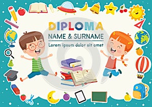 Diploma Certificate Template Design For Children Education