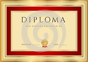 Diploma / Certificate template with red border