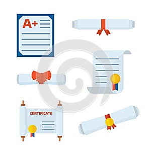 Diploma Certificate Vector Icons
