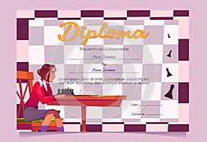 Diploma for chess winner or tournament participant