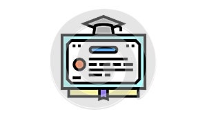 diploma education certificate color icon animation