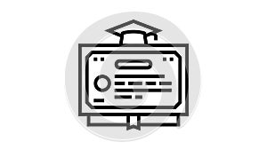 diploma education certificate line icon animation