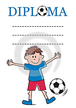 Diploma for footballers, vector illustration