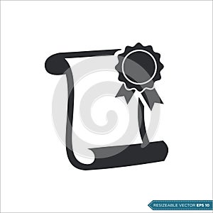 Diploma, Graduate Rosette Certificate Icon Vector Template