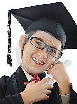Diploma graduating little student kid,