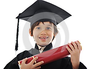 Diploma graduating little student kid,