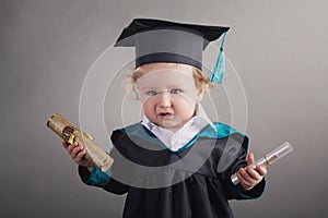 Diploma graduating little student kid