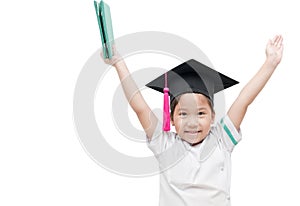 Diploma graduating little student kid, successful elementary sch