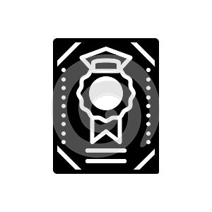 Black solid icon for Diploma, certificate and degree