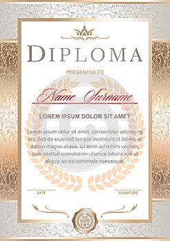 Diploma in the official, solemn, elegant, Royal style