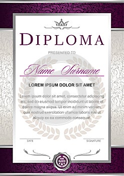 Diploma in the official, solemn, elegant, Royal style