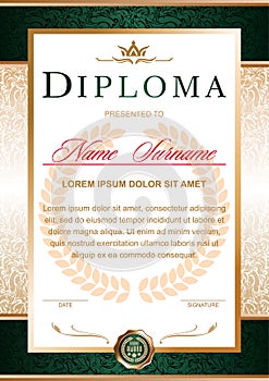 Diploma in the official, solemn, elegant, Royal style