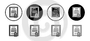 Diploma vector icon set collection. Diploma Outline flat Icon