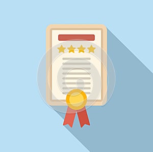 Diploma win icon flat vector. Medal winner