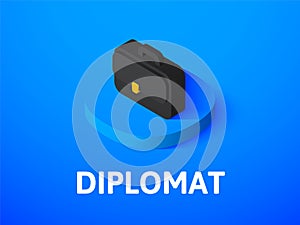 Diplomat isometric icon, isolated on color background