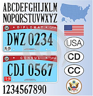 Diplomatic and Consular US license plate, USA