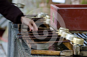 Dippers prepared for the ablutions.