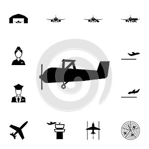 Dipterous aircraft icon. Detailed set of Airport icons. Premium quality graphic design sign. One of the collection icons for websi