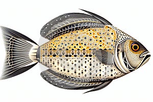 Dipterus fish on white background, animals, marine life
