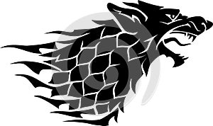 Dire Wolf Head Side View Silhouette Sigil