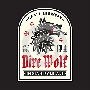 Dire Wolf IPA craft beer label design