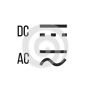 Direct and Alternating Current DC and AC Symbol Sign, Vector Illustration, Isolate On White Background