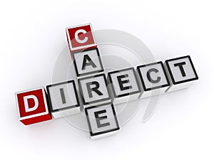 Direct care word block on white