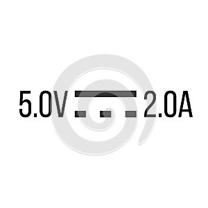 Direct Current DC Symbol Sign for 5V and 2A, Vector Illustration, Isolate On White Background