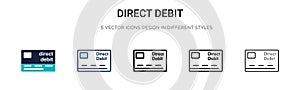 Direct debit icon in filled, thin line, outline and stroke style. Vector illustration of two colored and black direct debit vector photo