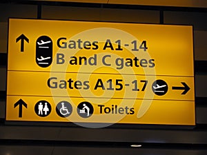 Directioanl signs of London airport