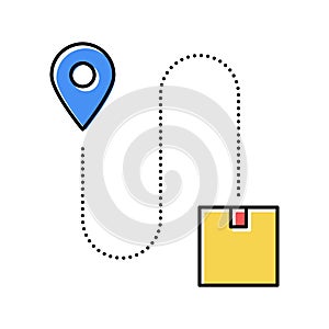 direction abd location delivery box color icon vector illustration