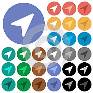 Direction arrow solid round flat multi colored icons