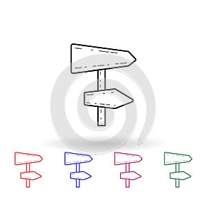 Direction arrows multi color icon. Simple thin line, outline vector of navigation icons for ui and ux, website or mobile