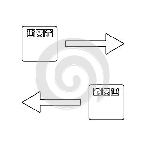 direction arrows and packing boxes icon. Element of Logistic for mobile concept and web apps icon. Outline, thin line icon for