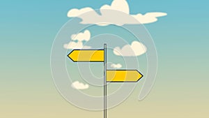 Direction arrows on a sign post pointing in different directions to the words Wants one way and Needs the other, as a