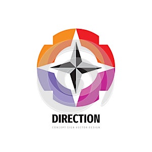 Direction compass concept logo design. Abstract creative business sign. Travel transport symbol. Vector illustration