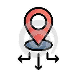 Direction, direction pin Vector Icon which can easily modify photo