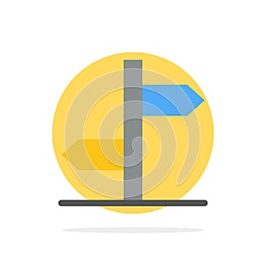 Direction, Logistic, Board, Sign Abstract Circle Background Flat color Icon
