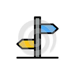 Direction, Logistic, Board, Sign  Flat Color Icon. Vector icon banner Template