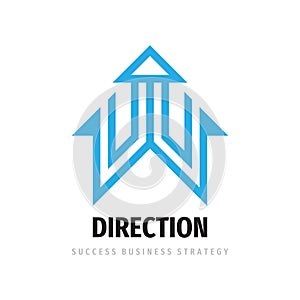 Direction logo design. Business strategy concept logo sign. Arrow marketing growth logo symbol.