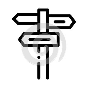 Direction Plates Signpost Icon Thin Line Vector