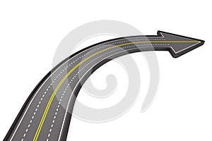Direction of road on white background. Isolated 3D illustration
